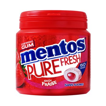Chewing-gum Mentos Pure Fresh Fraise sans sucres - 100g