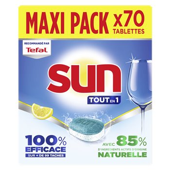 Tablettes lave-vaisselle Sun Tout en 1 citron x70 - 1.15kg