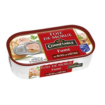 Foie de morue Connétable MSC - Fumé - 121g