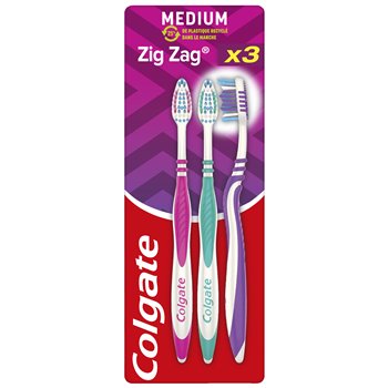 Brosse à dents Colgate Zigzag Medium - x3
