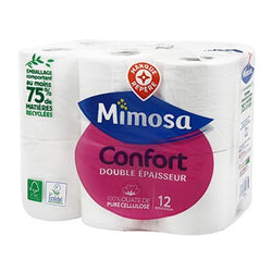 Papier toilette Mimosa Blanc double épaisseur - x12