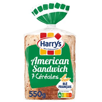 Pain de mie 7 céréales Harrys American Sandwich - 550g