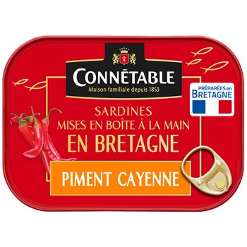 Sardines Connétable huile d'olive piment de Cayenne -135g