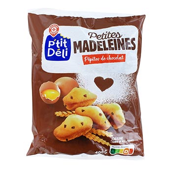 Petites madeleines P'tit Deli Pépites de chocolat - 400g