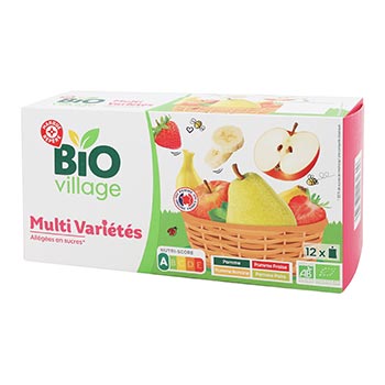 Compotes Bio Village Multi variétés Bio x12 - 1.08kg