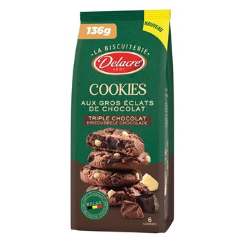 Cookies La Biscuiterie Delacre Chocolat noir lait blanc -136g