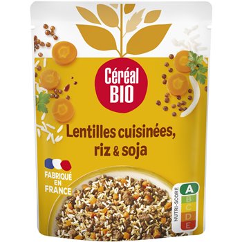 Lentilles Riz Soja Céréal Bio Bio repas express-250g