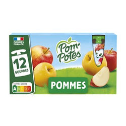 Compotes Pom'Potes Gourdes Pomme Nature - 12x90g