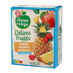 Compote Douceur du Verger Gourdes multivariétés pomme, ananas, acerola - 4x120g