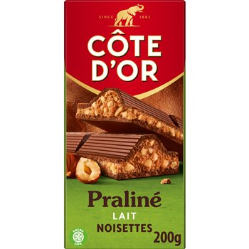 Tablette chocolat Côte d'Or Chocolat lait praliné - 200g