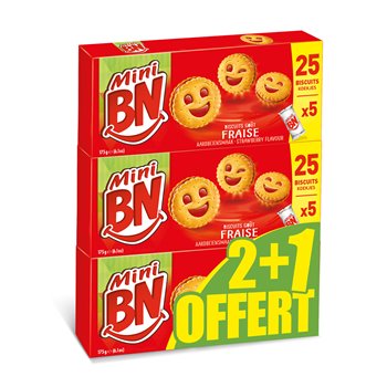 Mini BN fraise 2+1 offert - 525g