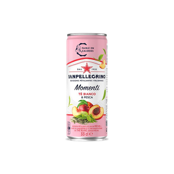 Boisson Gazeuse aromatisée Pêche Thé Blanc SAN PELLEGRINO MOMENTI 33cl