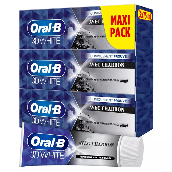 Dentifrice Oral-B 3D White Charbon - 3x75ml