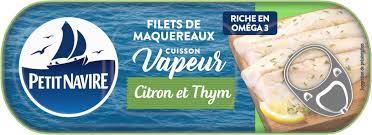 Filets de maquereaux vapeur citron thym sans arôme ajouté PETIT NAVIRE 110g