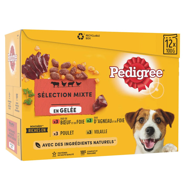 Sachet repas chien Pedigree Mixte en gelée - 12x100g