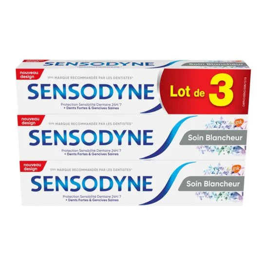 Dentifrice Sensodyne Soin blancheur 24h - 3x75ml