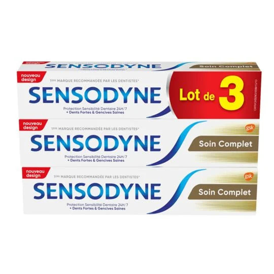 Dentifrice Sensodyne Soin complet 24h - 3x75ml