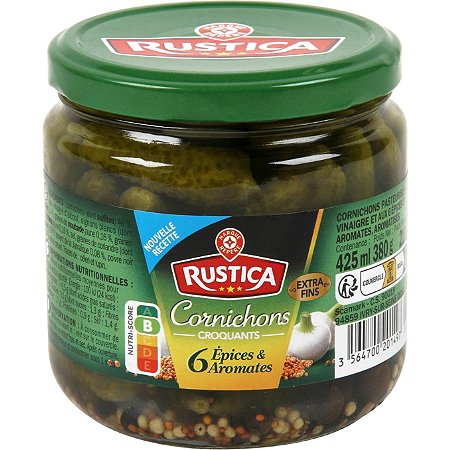 Cornichons 6 aromates Rustica extra-fins -220g