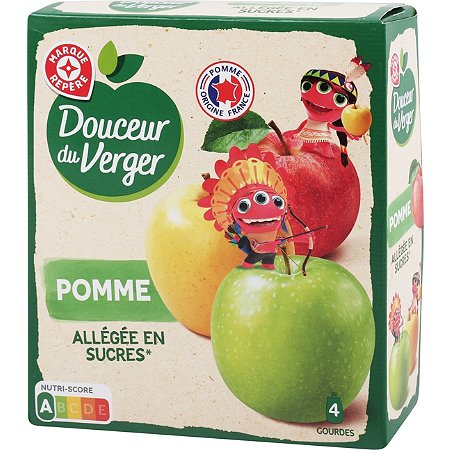 Compote allégée Douceur Verger Pommes - 4 gourdes x90g