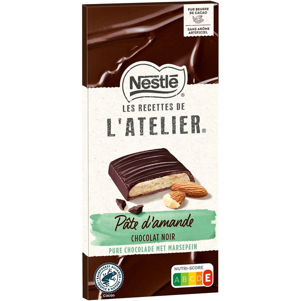 Tablette Chocolat Noir Nestlé L'Atelier Pâte d'Amande 144g