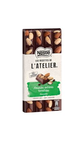 Tablette Chocolat Noir Nestlé L'Atelier Amandes entières 170g
