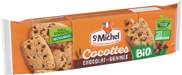 Biscuits bio Cocottes au chocolat et graines ST MICHEL, 140g ///