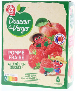 Compote allégée Douceur Verger Pomme Fraise - 4 gourdes x90g