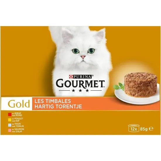 Les Timbales Gourmet Gold Boeuf plet saumon - 12x85g