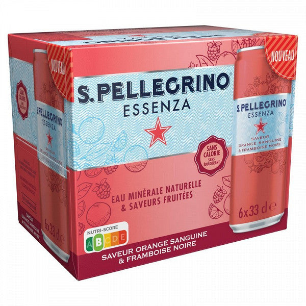 Eau gazeuse Orange Sanguine Framboise Noire SAN PELLEGRINO ESSENZA - 6x33cl