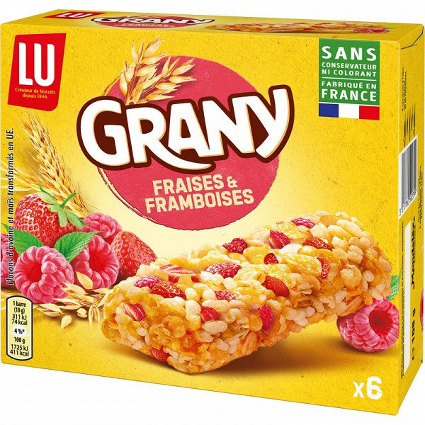 Barres céréales Grany Fraises framboises - 108g