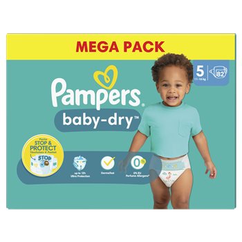 Couches Pampers Baby Dry Taille 5 - 11kg à 16kg - x82