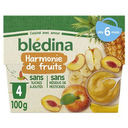 Purée fruit bébé Blédina 6 mois Pomme abricot banane - 4x100g