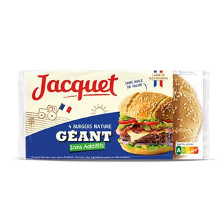 Burger Géant Nature Jacquet Sans additif - x4 - 350g