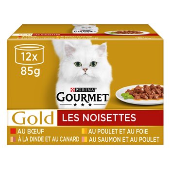 Pâtées chat Gold Gourmet Les noisettes - 12x85g
