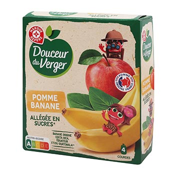 Compote allégée Douceur Verger Pomme Banane - 4 gourdes x90g