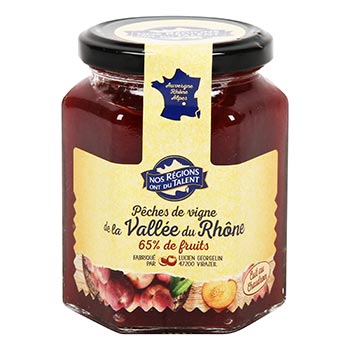 Confiture pêches de vigne NRT De la Valée du Rhône - 315g
