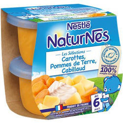 Bols NaturNes Nestlé - Carottes Pdt Cabillaud 6 mois - 2x200g