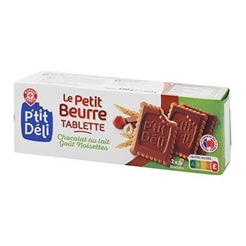 Biscuit Petit beurre P'tit Déli Tablette lait noisette - 150g