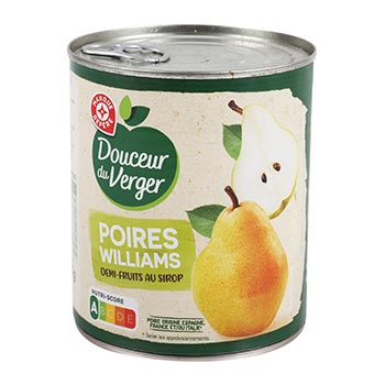 Fruits au sirop Douceur Verger Poires williams - 455g