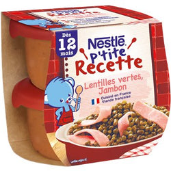 P'tite Recette Nestlé Lentilles Vertes Jambon 12 mois - 2x200g