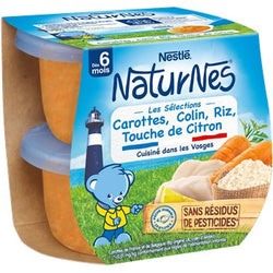 NaturNes Nestlé Carottes Colin Riz Citron 6 mois - 2x200g