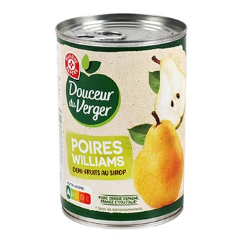 Fruits au sirop Douceur Verger Poires williams - 225g