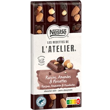 Tablette Chocolat Noir Nestlé L'Atelier Raisins Amandes 170g