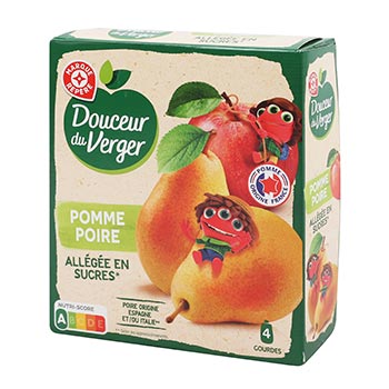 Dessert fruitier Douceur Verger Pomme poire - 4 gourdes x90g