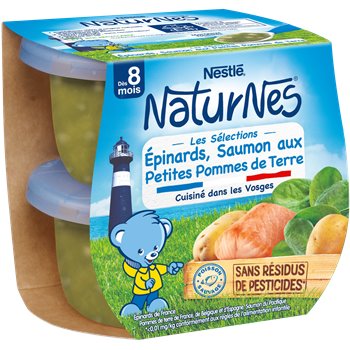 Bols NaturNes Nestlé - Epinards Saumon Pdt dès 8 mois - 2x200g