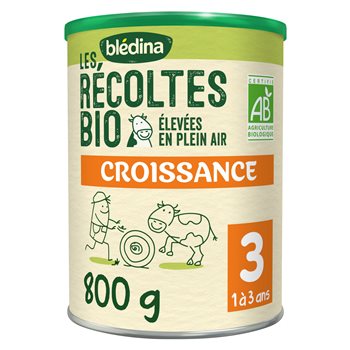 Lait poudre bio 3 âge Blédina Bébé 1-3 ans - 800g