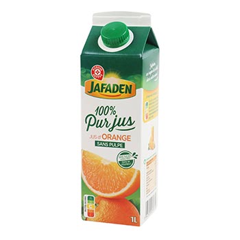 100% Pur jus d'orange Jafaden Sans pulpe - 1L