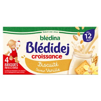 Lait céréales Blédidej 12 mois Biscuité vanille - 4x250ml