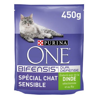 Croquettes chat Purina One Sensible Adulte-Dinde/Riz-450g