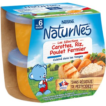 NaturNes Nestlé - Carotte Riz Poulet fermier 6 mois - 2x200g